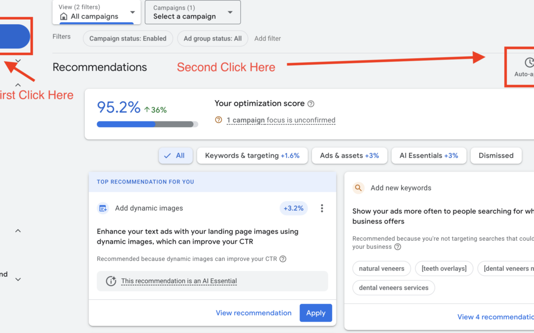 How to disable “Auto Apply Recommendations” in Google Ads